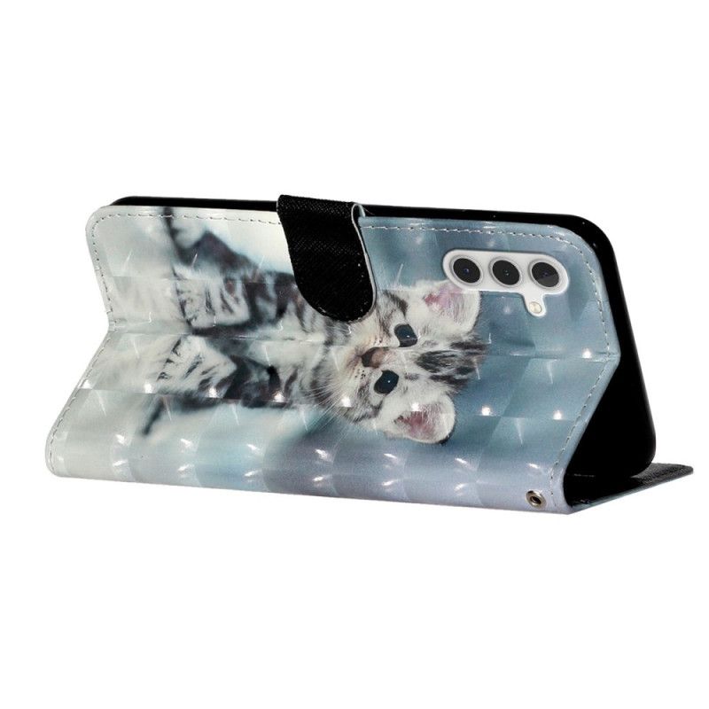 Kožené Puzdro Samsung Galaxy A14 / A14 5G Strappy Mačiatko