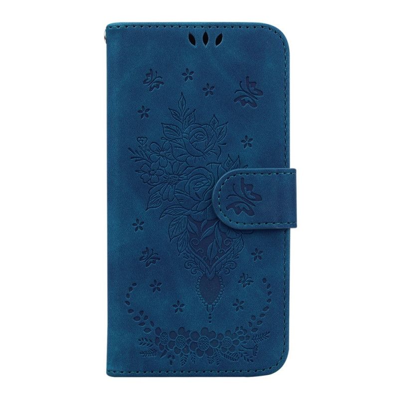 Peňaženkový Kryt Samsung Galaxy A14 / A14 5G Strappy Ruže A Motýle