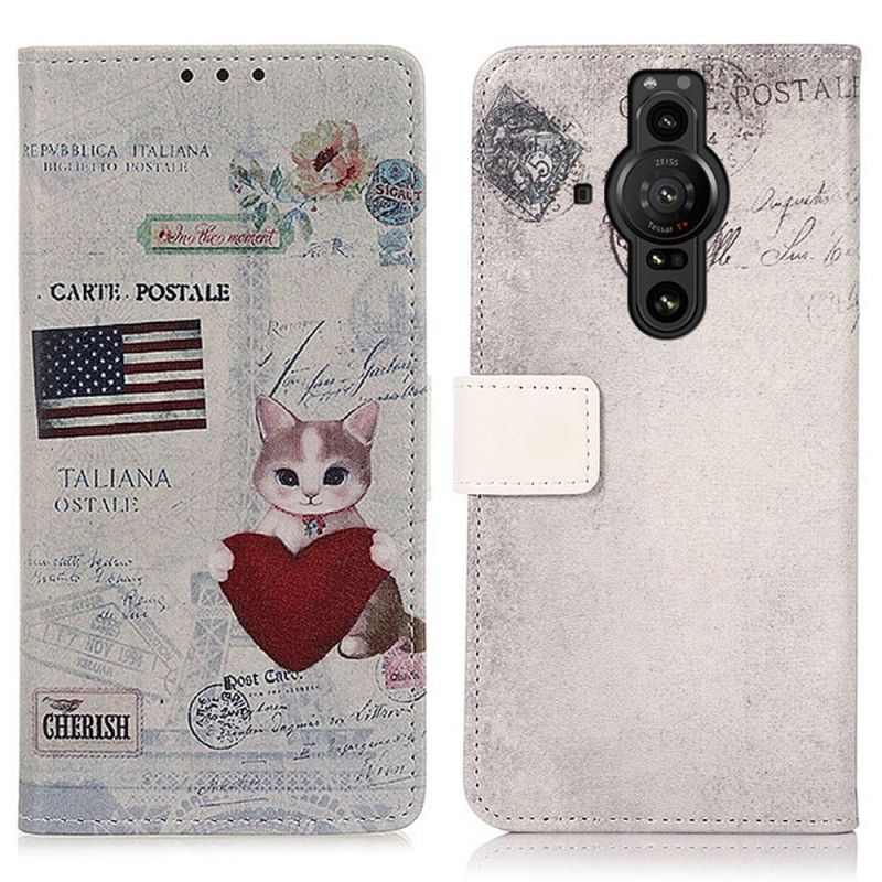 Kožené Puzdro Sony Xperia Pro-I Cestovateľ Cat