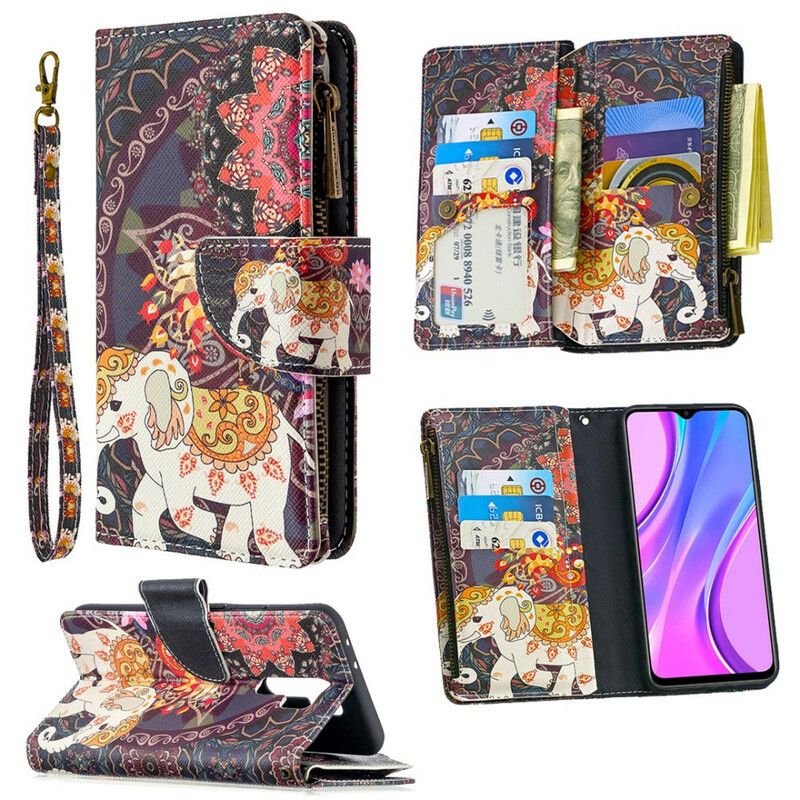 Flipové Puzdro Xiaomi Redmi 9 Vrecko Na Zips Slona