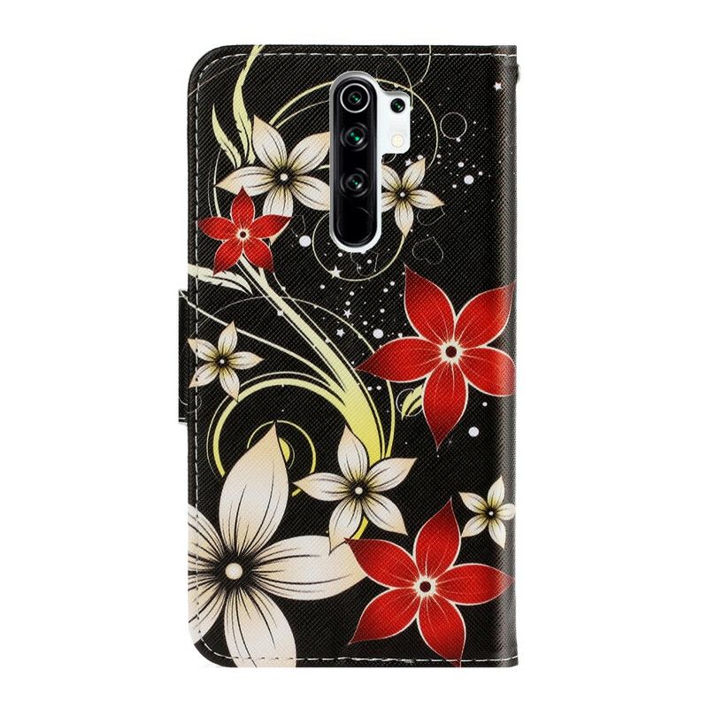 Kožené Puzdro Xiaomi Redmi 9 Farebné Strapce Kvety