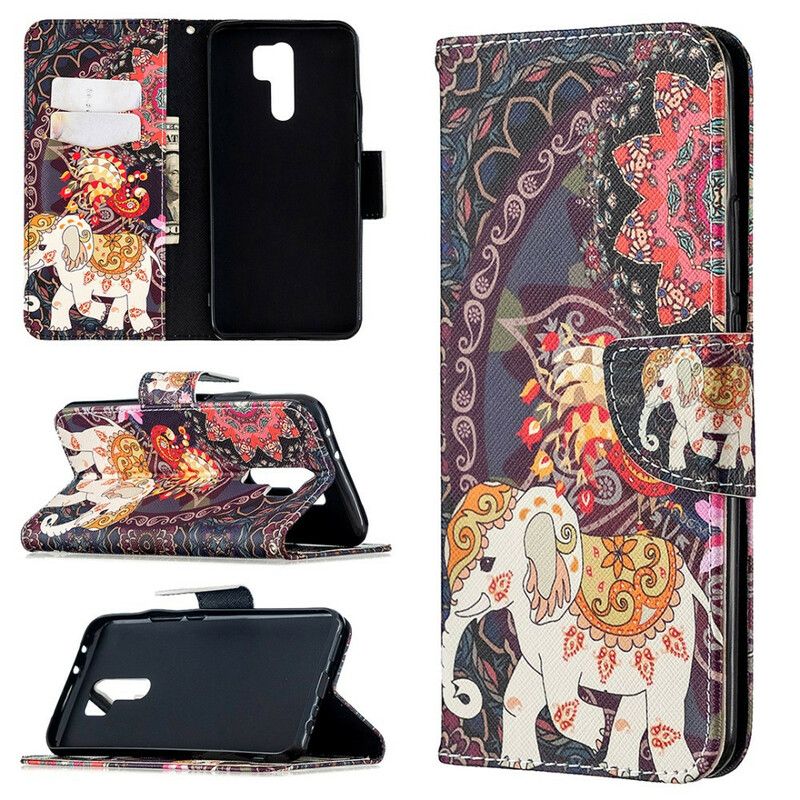 Kožené Puzdro Xiaomi Redmi 9 Indické Slony