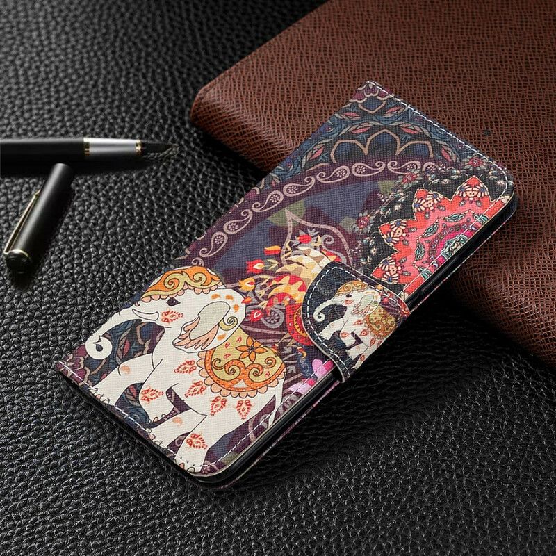 Kožené Puzdro Xiaomi Redmi 9 Indické Slony