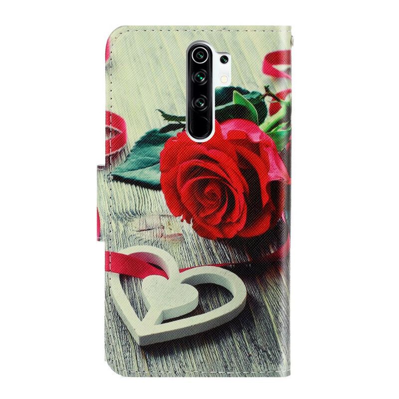 Kožené Puzdro Xiaomi Redmi 9 Romantická Ruža S Remienkom