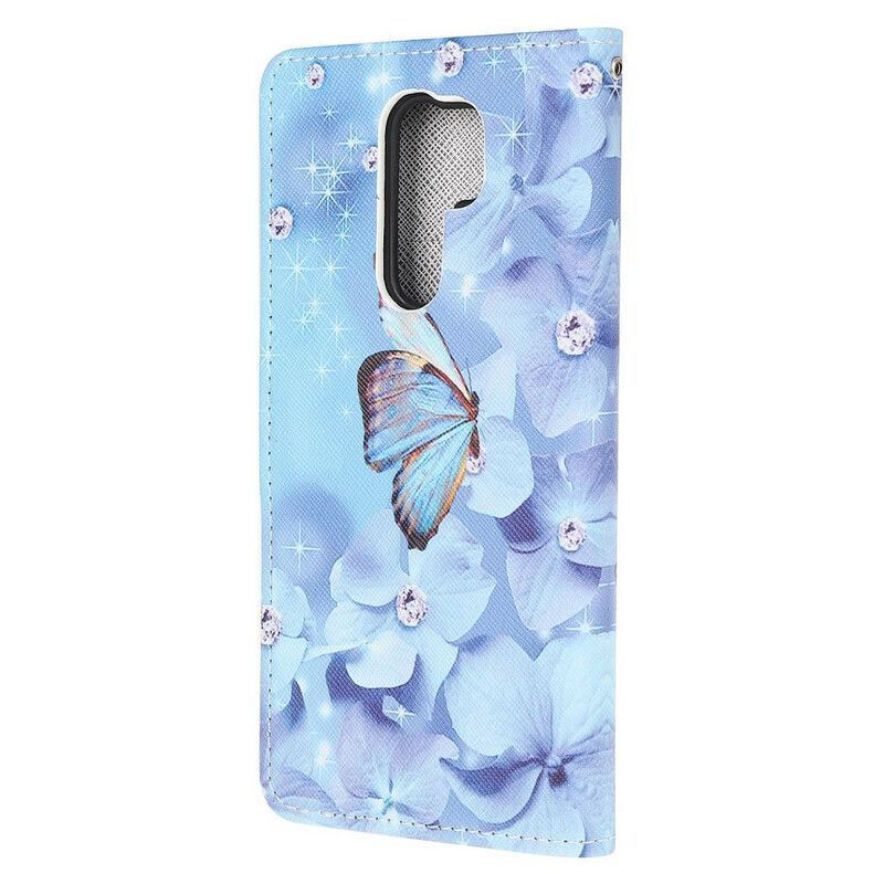 Kožené Puzdro Xiaomi Redmi 9 Strappy Diamond Butterflies