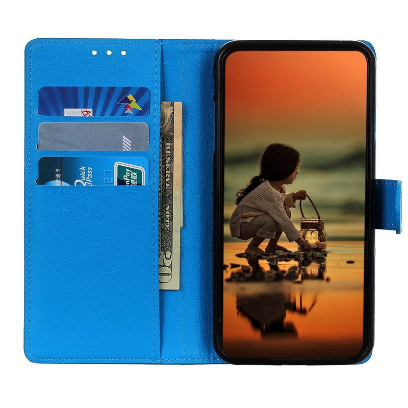 Peňaženkový Kryt Xiaomi Redmi 9 Prémiový Efekt Kože Litchi