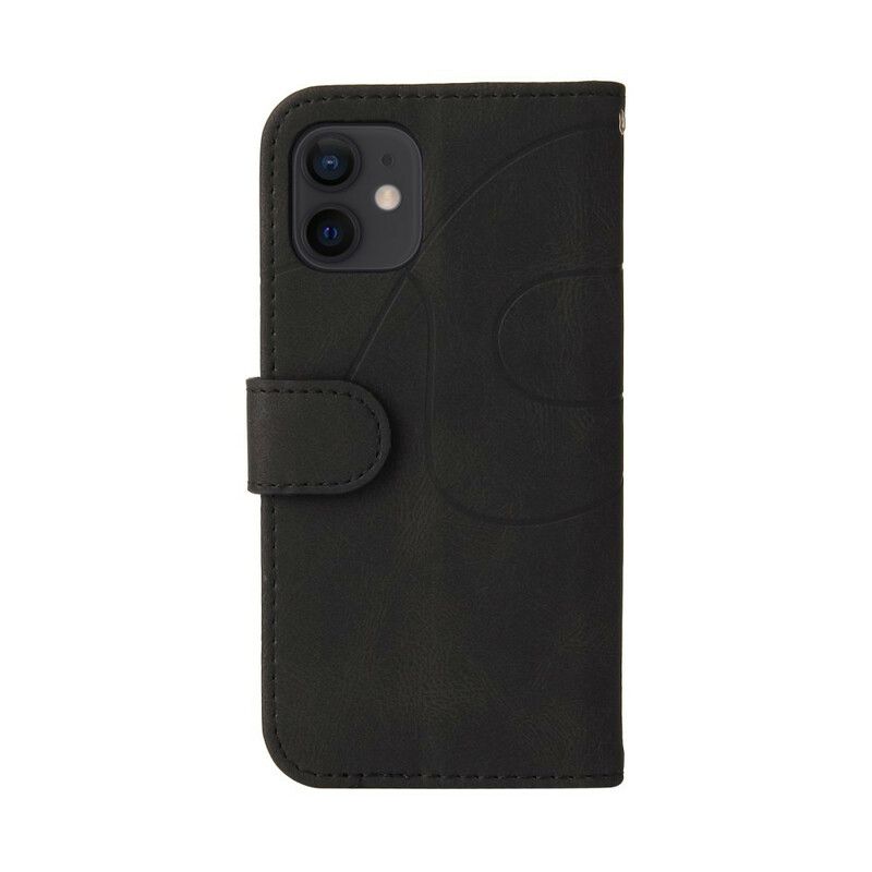 Kožené Puzdro iPhone 12 Mini Dvojfarebný Dizajn Z Umelej Kože