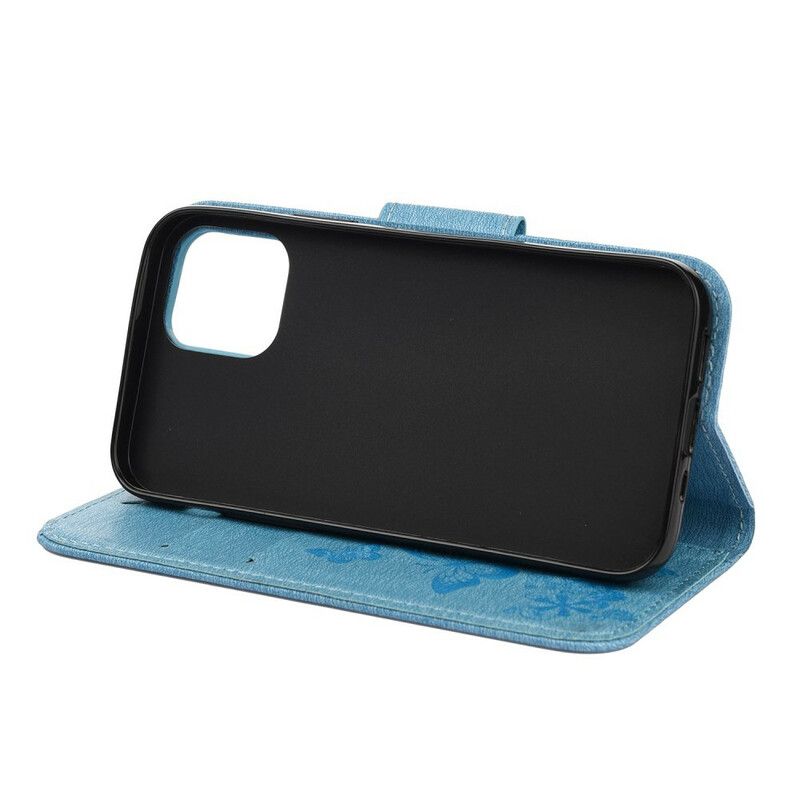 Kožené Puzdro iPhone 12 Mini Nádherné Motýle Na Remienku