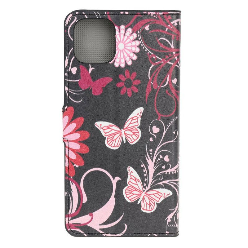 Kožené Puzdro iPhone 12 Mini Šialené Motýle