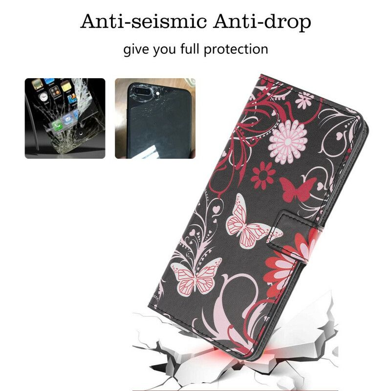 Kožené Puzdro iPhone 12 Mini Šialené Motýle