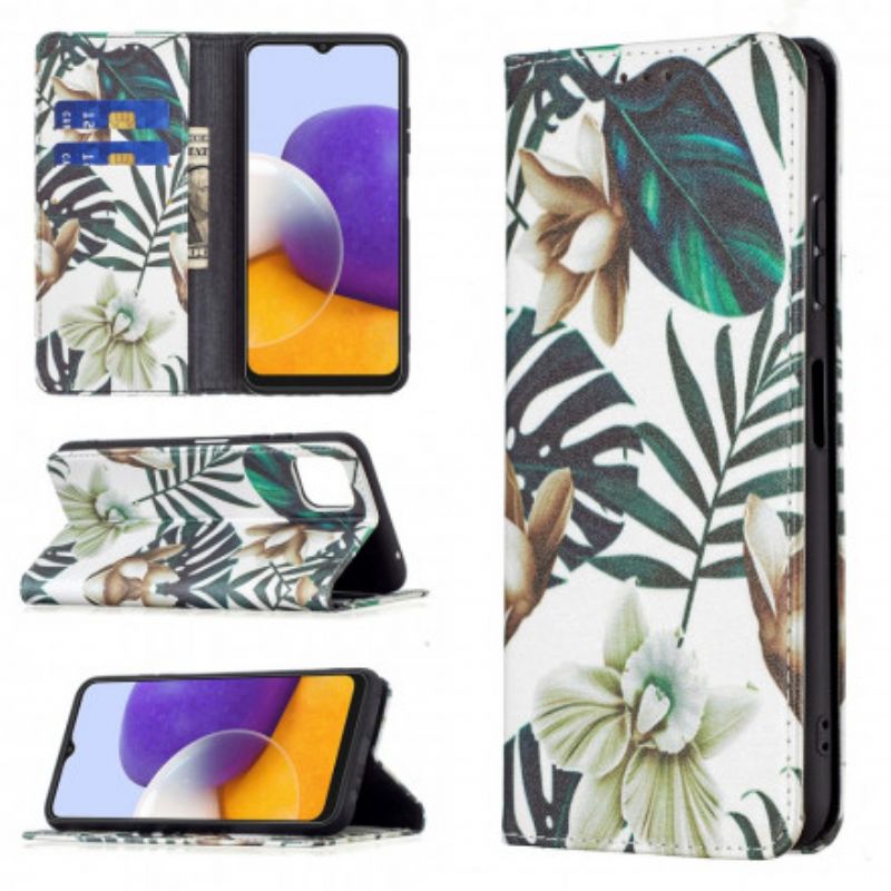 Flipové Puzdro Samsung Galaxy A22 5G Kožené Puzdro Listy