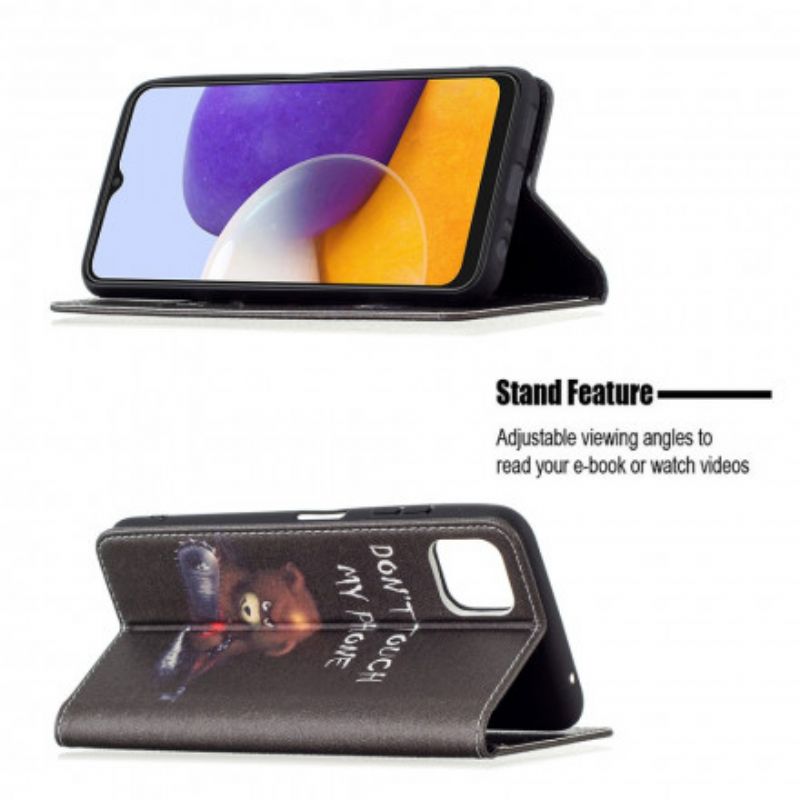 Flipové Puzdro Samsung Galaxy A22 5G Kožené Puzdro Nebezpečný Medveď
