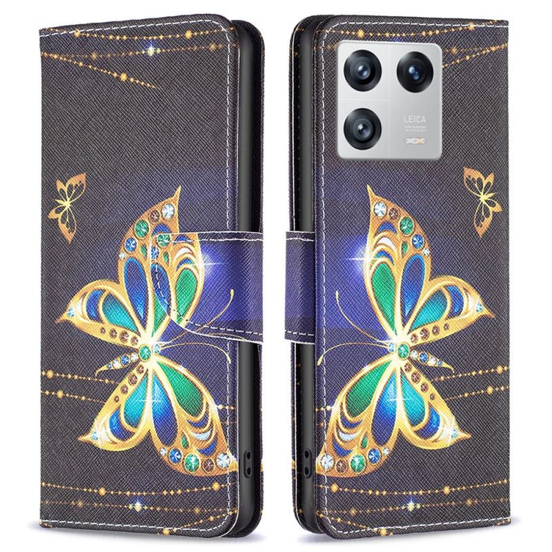 Flipové Puzdro Xiaomi 13 Zlaté Motýle