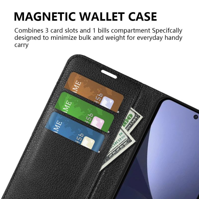 Kožené Puzdro Xiaomi 13 Klasická Liči Z Umelej Kože
