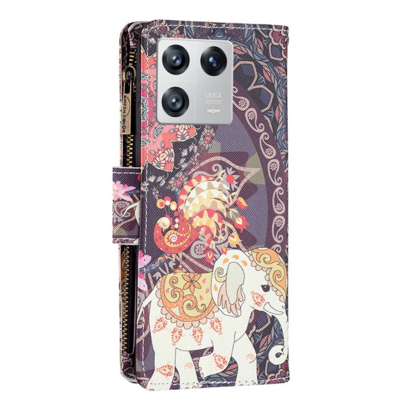 Kožené Puzdro Xiaomi 13 Vrecko Na Zips Slona