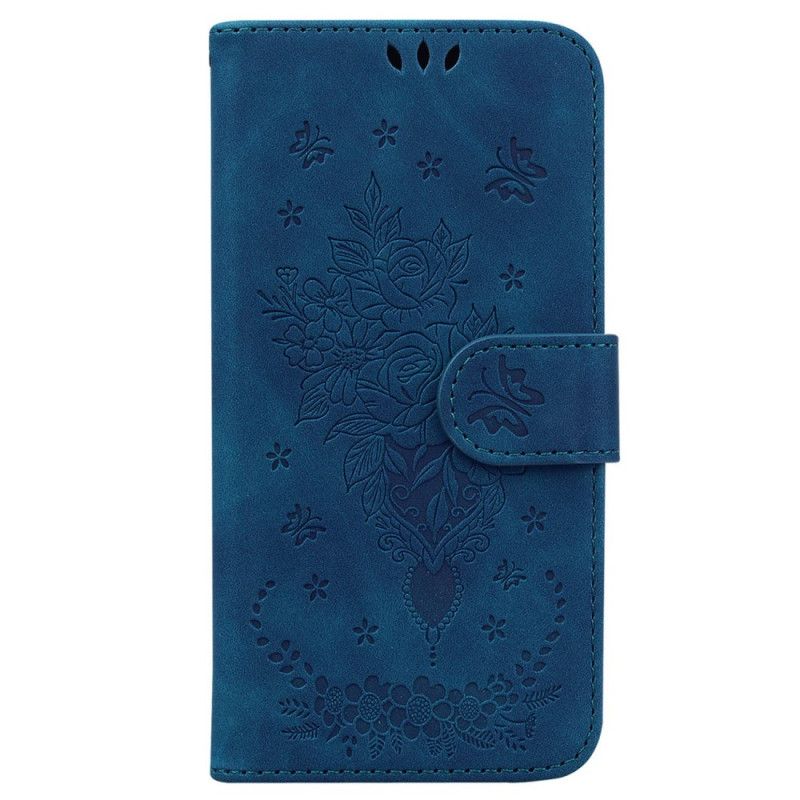 Peňaženkový Kryt Xiaomi 13 Strappy Ruže A Motýle
