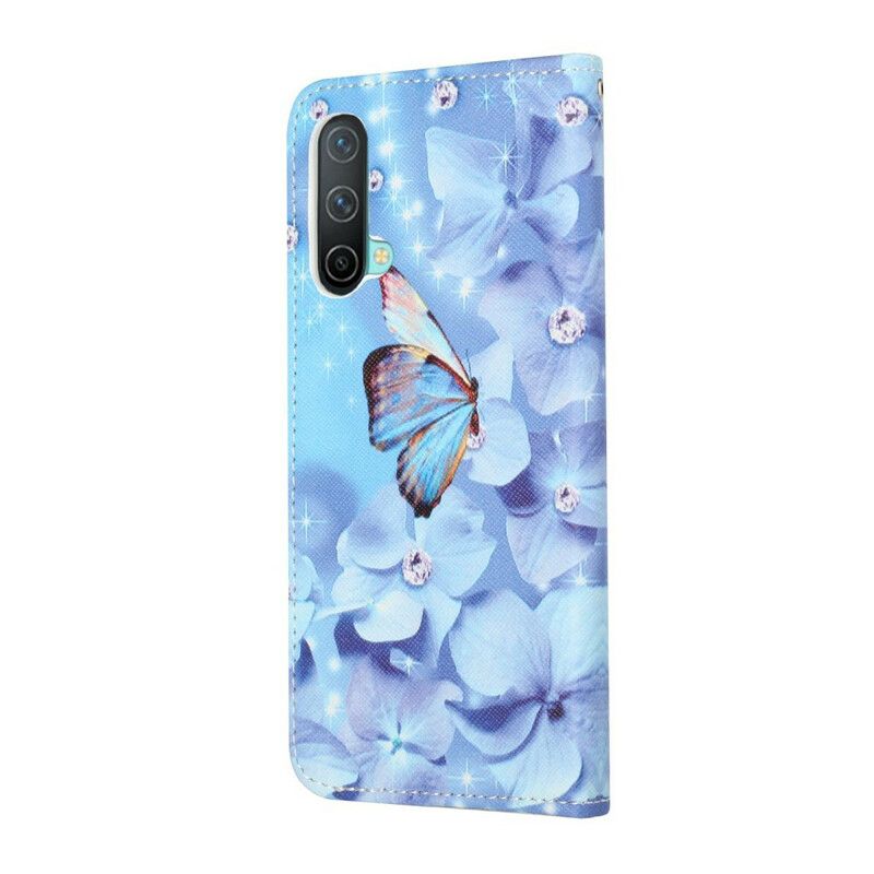 Kožené Puzdro OnePlus Nord CE 5G Strappy Diamond Butterflies