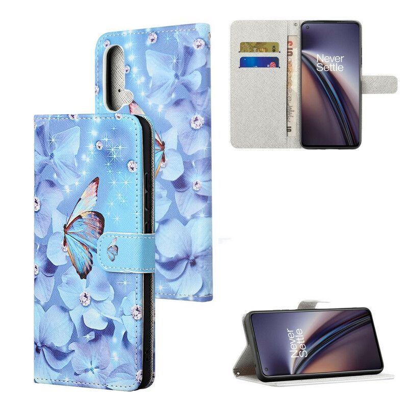 Kožené Puzdro OnePlus Nord CE 5G Strappy Diamond Butterflies