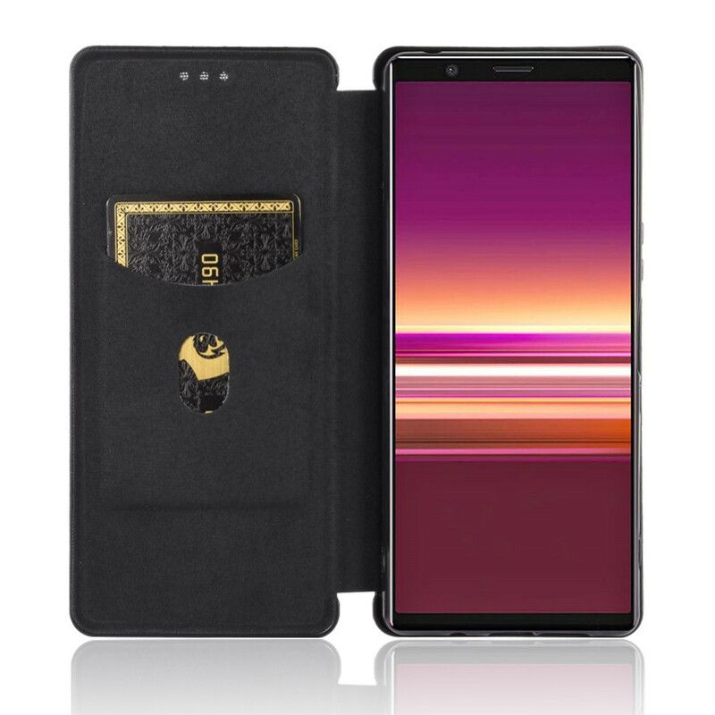 Flipové Puzdro Sony Xperia 5 II Kožené Puzdro Farebný Uhlíkový Silikón