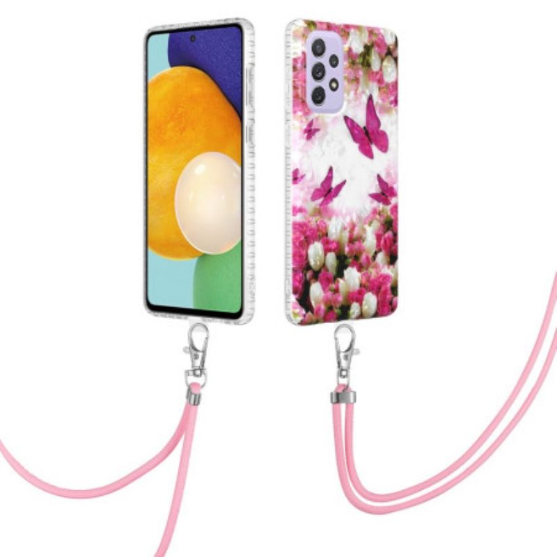 Kryt Samsung Galaxy A23 5G So Šnúrou Butterflies Cord