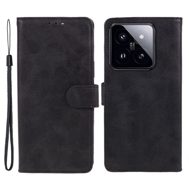 Kožené Puzdro Xiaomi 14 Pro Kryt Na Mobil Kožený Efekt S Remienkom