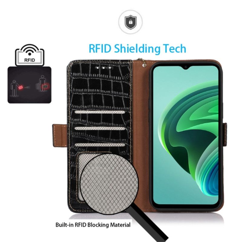 Kožené Puzdro Xiaomi 14 Pro Kryt Na Mobil Krokodília Textúra S Rfid Blokovaním