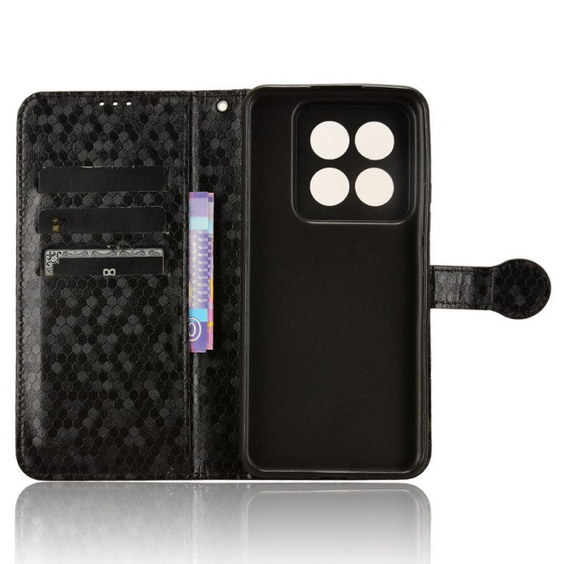 Kožené Puzdro Xiaomi 14 Pro Lesklý Bodkovaný Remienok