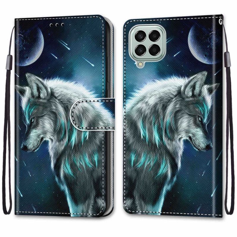 Kožené Puzdro Samsung Galaxy M53 5G Lanyard Wolf
