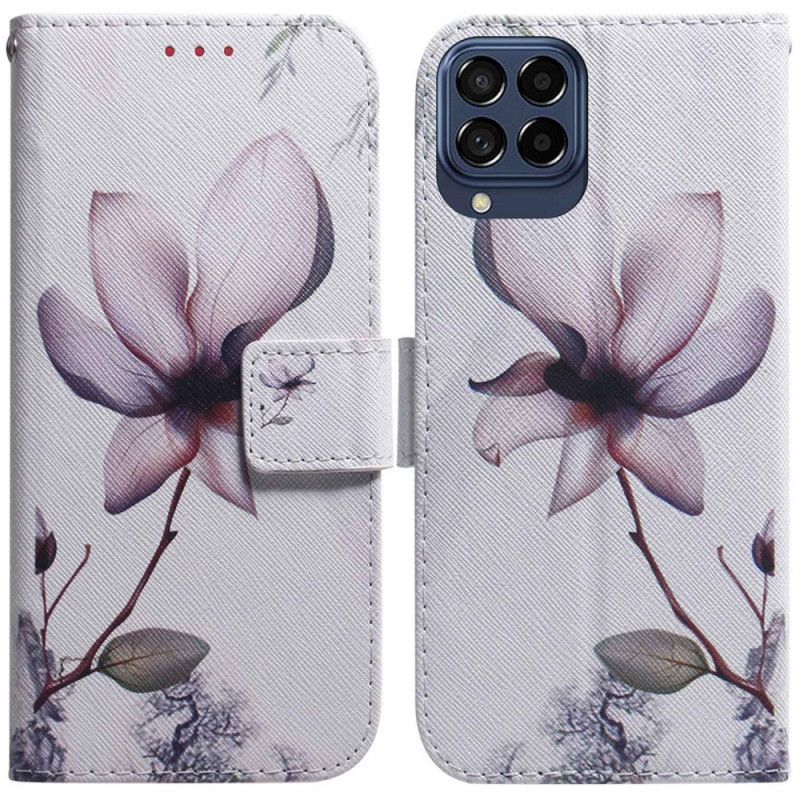 Kožené Puzdro Samsung Galaxy M53 5G Ružový Kvet