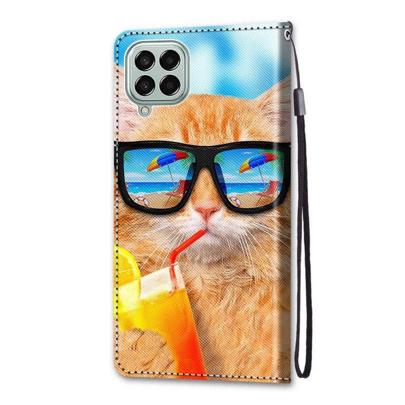 Kožené Puzdro Samsung Galaxy M53 5G Strappy Star Cat