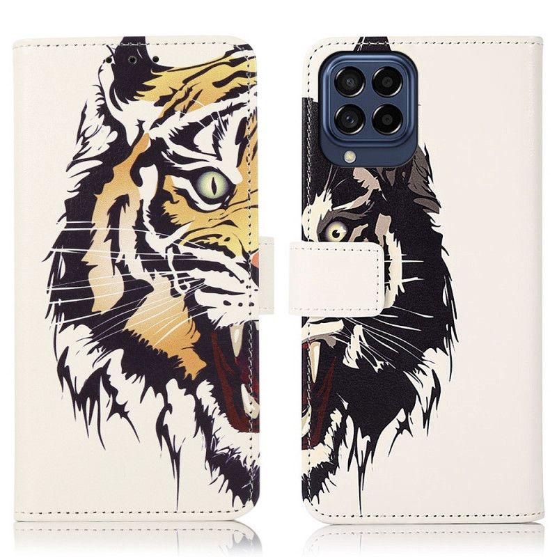 Peňaženkový Kryt Samsung Galaxy M53 5G Divoký Tiger