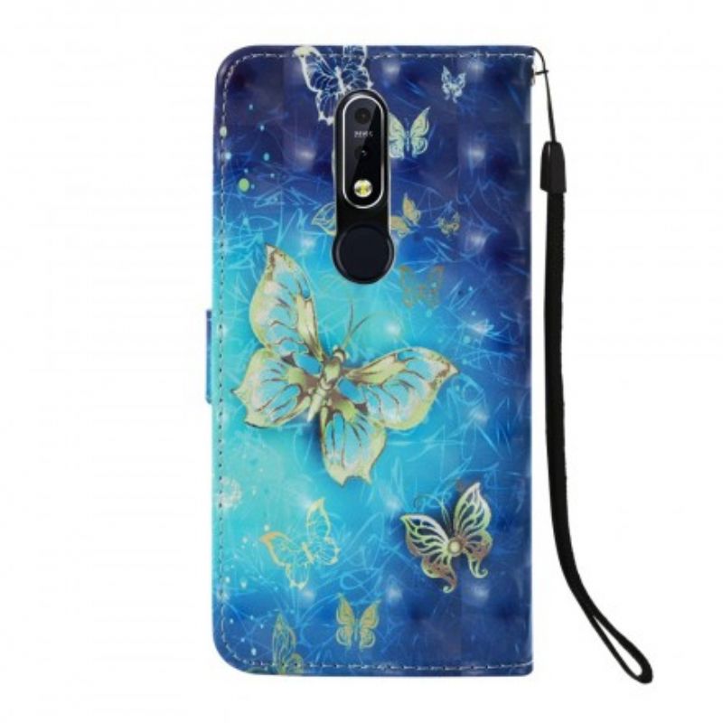 Flipové Puzdro Nokia 7.1 Zlaté Motýle
