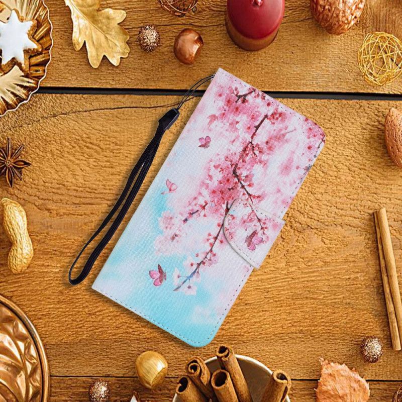 Kožené Puzdro Xiaomi Redmi Note 11 Pro Plus 5G Červené Vetvy S Popruhom