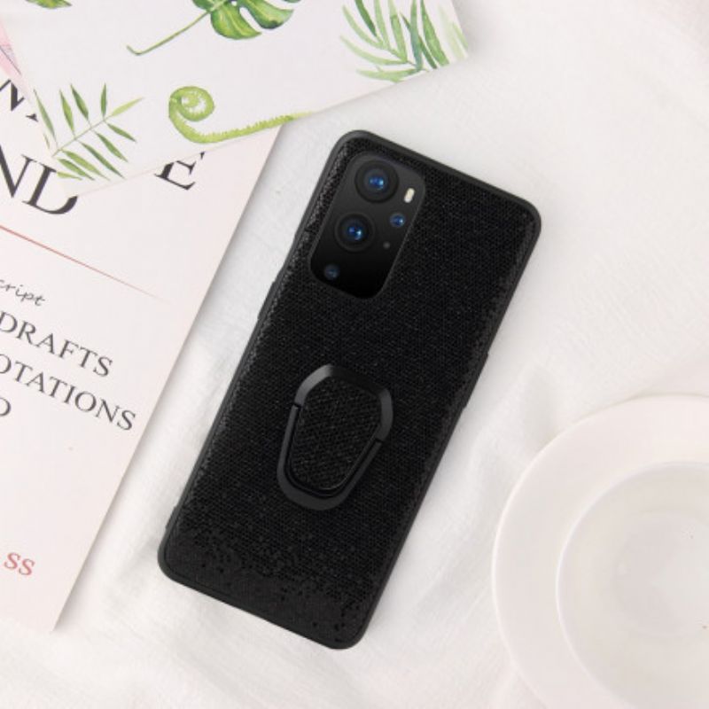 Kryt OnePlus 9 Pro Čierny Trblietavý Prsteň-podpora