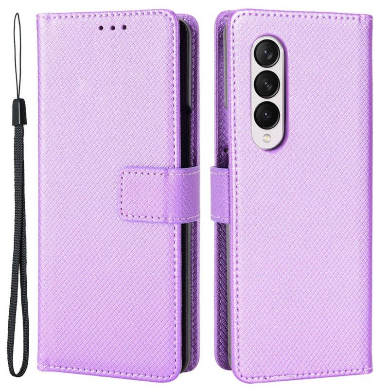 Kožené Puzdro Samsung Galaxy Z Fold 4 Diamantový Remienok