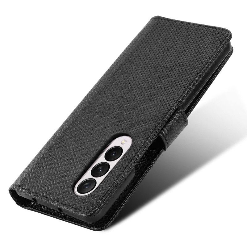 Kožené Puzdro Samsung Galaxy Z Fold 4 Diamantový Remienok