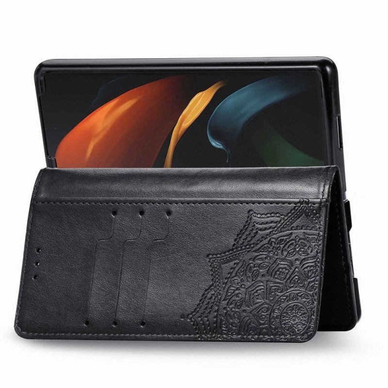 Kožené Puzdro Samsung Galaxy Z Fold 4 Stredoveká Strappy Mandala