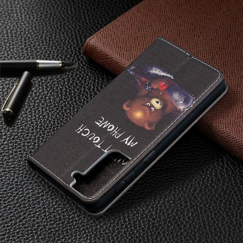 Flipové Puzdro Samsung Galaxy S21 5G Kožené Puzdro Nebezpečný Medveď