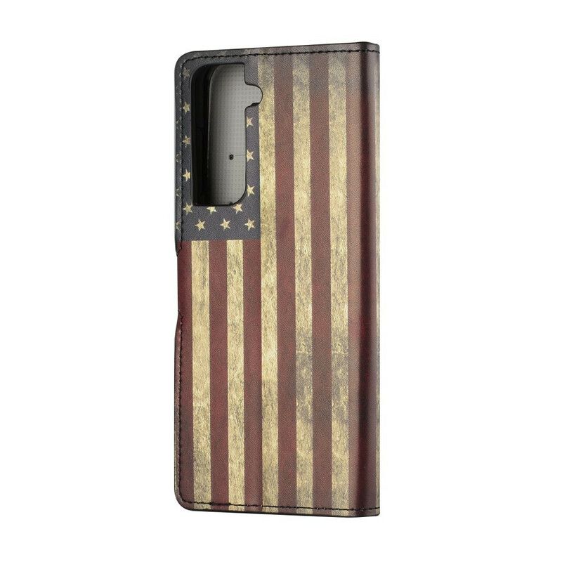 Kožené Puzdro Samsung Galaxy S21 5G Americká Vlajka