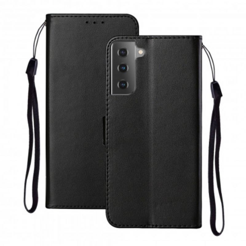 Kožené Puzdro Samsung Galaxy S21 5G Jedinečný Dizajn So Šnúrkou