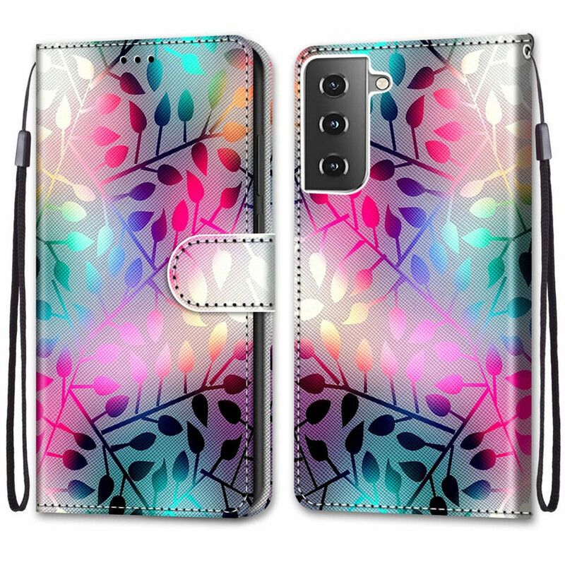 Kožené Puzdro Samsung Galaxy S21 5G Neónové Listy
