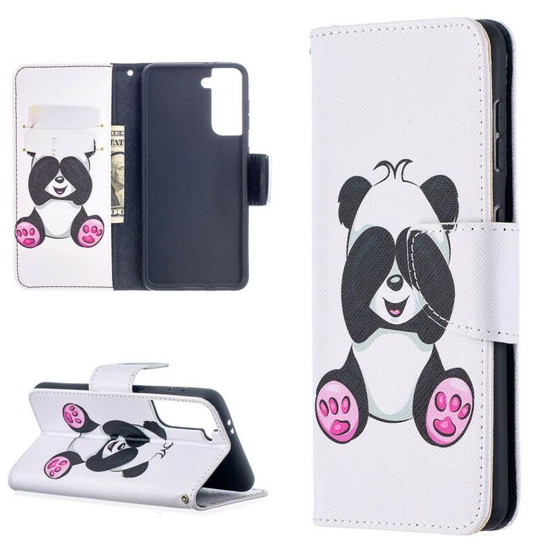 Kožené Puzdro Samsung Galaxy S21 5G Panda Zábava