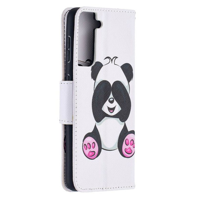 Kožené Puzdro Samsung Galaxy S21 5G Panda Zábava