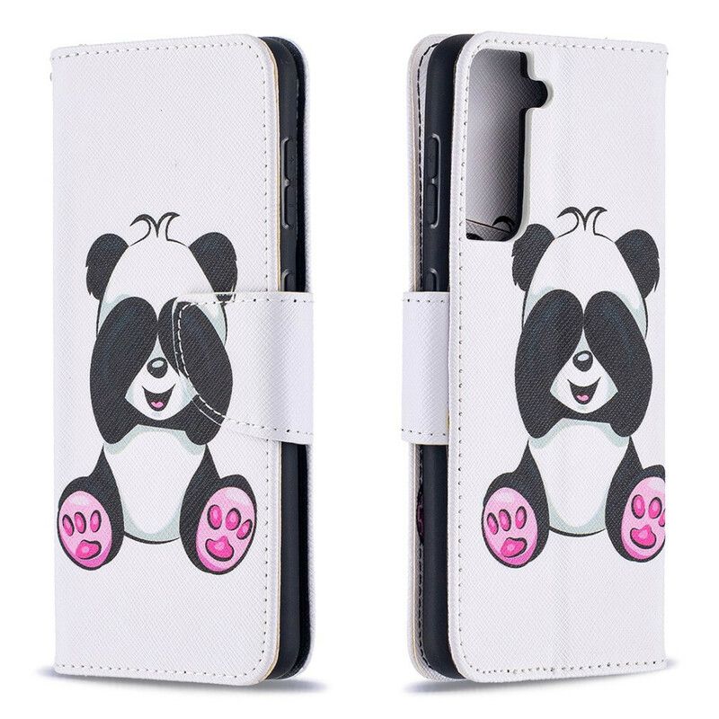 Kožené Puzdro Samsung Galaxy S21 5G Panda Zábava
