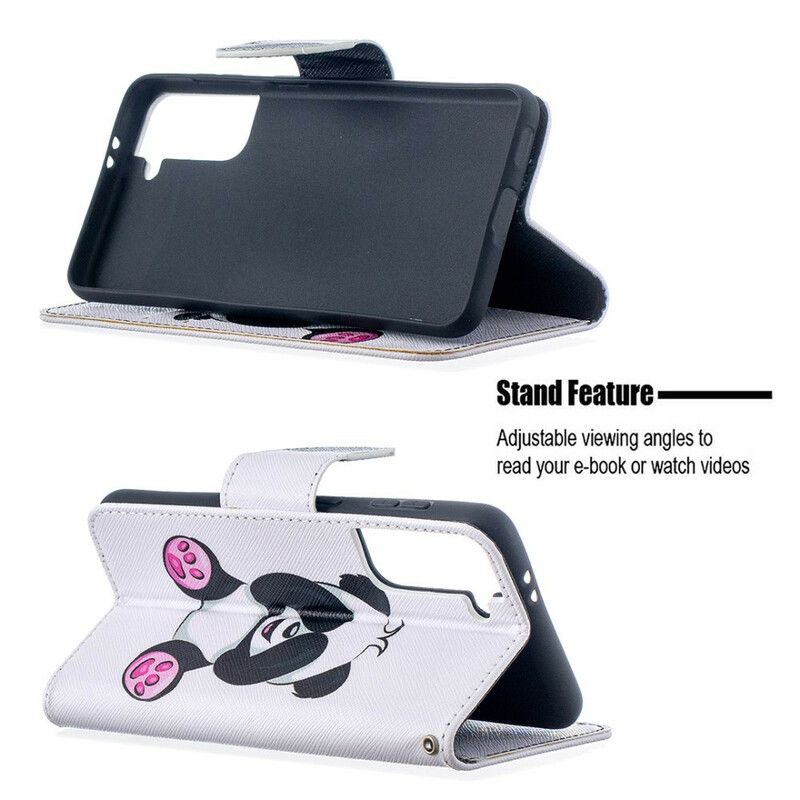 Kožené Puzdro Samsung Galaxy S21 5G Panda Zábava