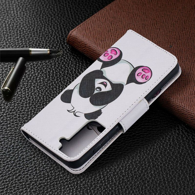 Kožené Puzdro Samsung Galaxy S21 5G Panda Zábava