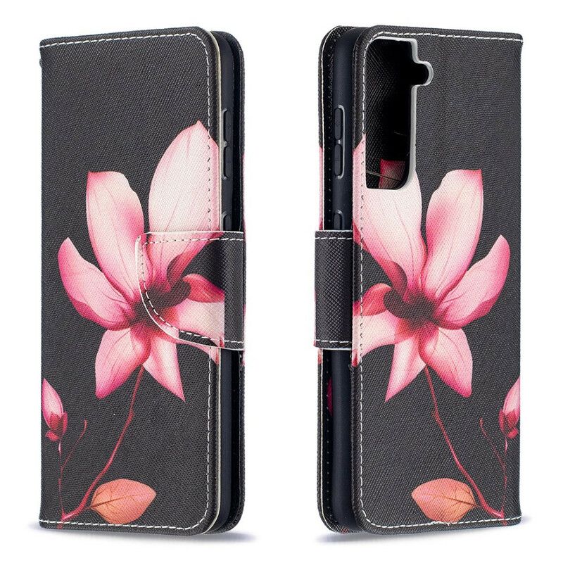 Kožené Puzdro Samsung Galaxy S21 5G Ružový Kvet