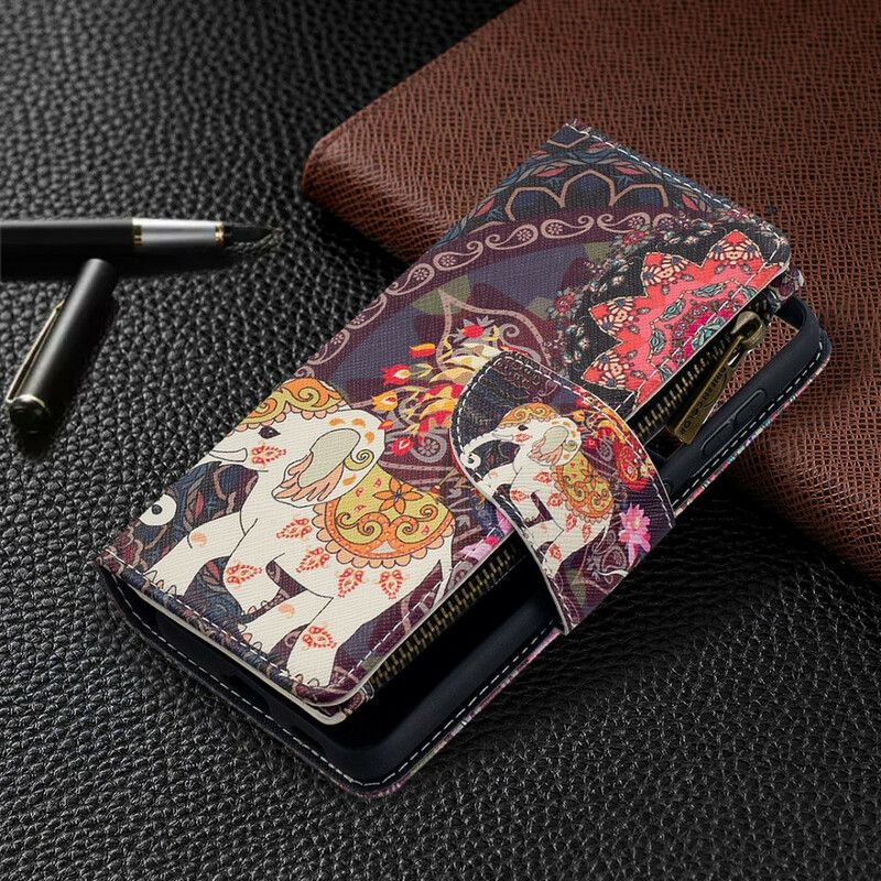 Kožené Puzdro Samsung Galaxy S21 5G Vrecko Na Zips Slona