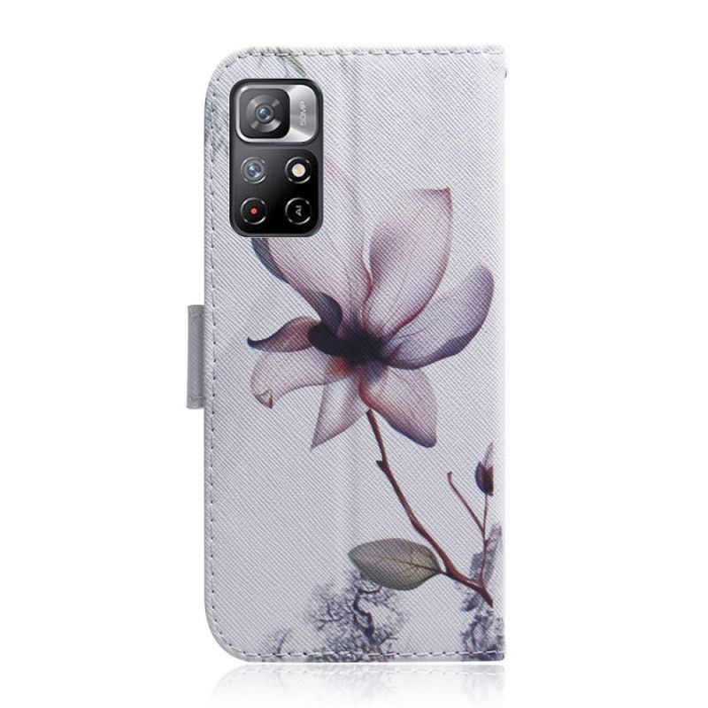 Kožené Puzdro Poco M4 Pro 5G Kvet Dusty Pink