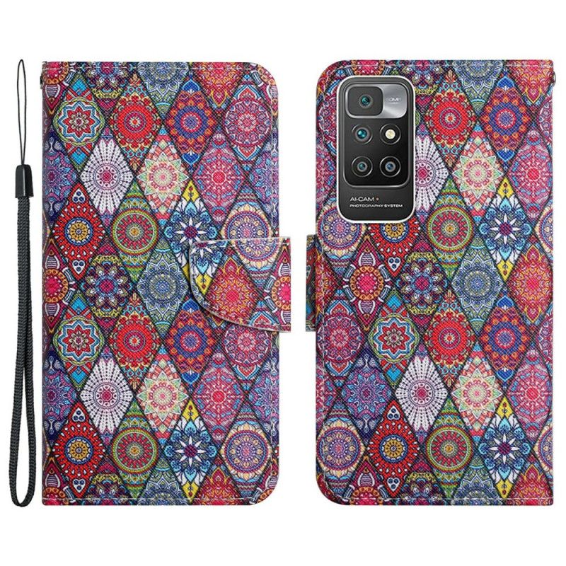 Kožené Puzdro Xiaomi Redmi 10 Farebný Gobelínový Vzor